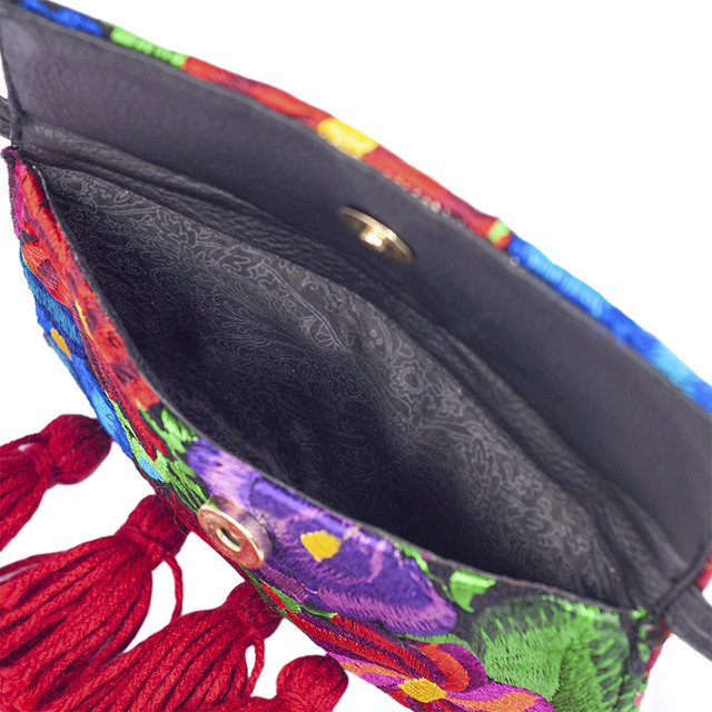 Foto 3 pulgar | Bolso Crossbody Mía A Ángelozano Negro Con Telar Artesanal Portacelular