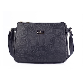 Foto 1 | Bolso Crossbody Jaqueline A Ángelozano Negro Piel Grabada Tipo Cincelado