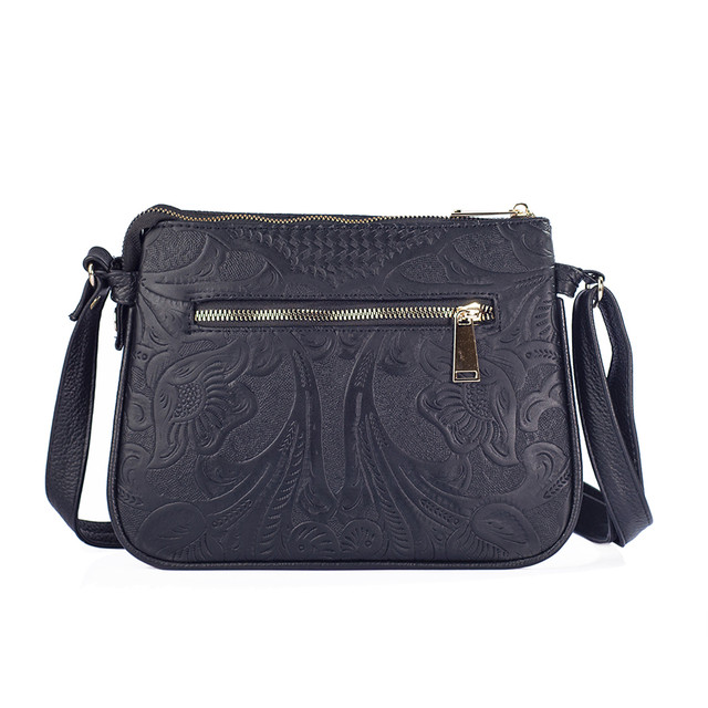 Foto 3 pulgar | Bolso Crossbody Jaqueline A Ángelozano Negro Piel Grabada Tipo Cincelado