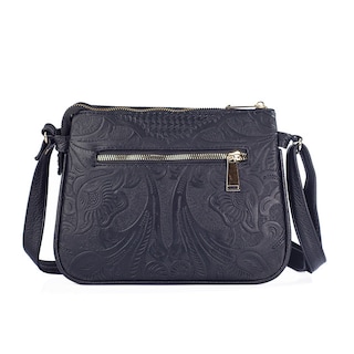 Foto 2 | Bolso Crossbody Jaqueline A Ángelozano Negro Piel Grabada Tipo Cincelado