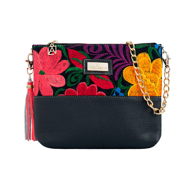 Foto 2 pulgar | Bolso Crossbody A Ángelozano Arena color Negro de Piel