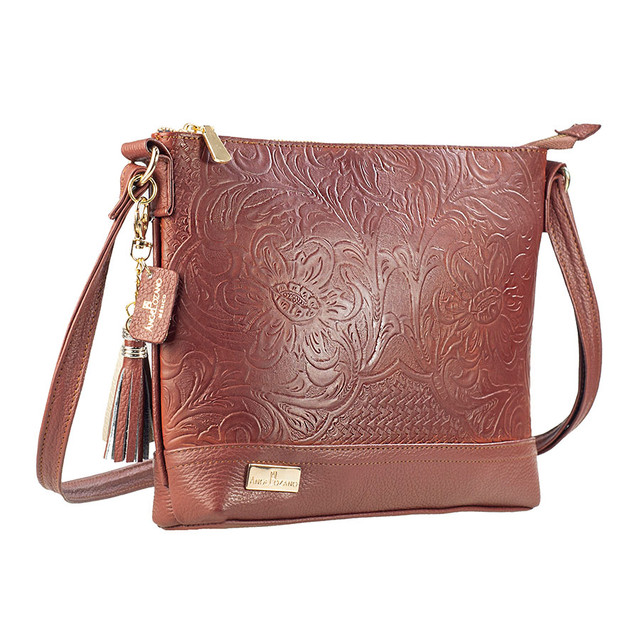 Foto 3 pulgar | Bolso Crossbody A Ángelozano Modelo Jazmín De Piel Grabada Tipo Cincelado Color Café