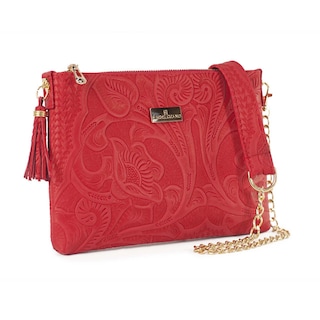 Foto 1 | Bolso crossbody arena A Ángelozano piel grabada tipo cincelado color Rojo