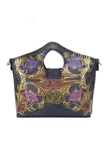 Foto 2 | Bolso Crossbody A Ángelozano Arena color Azul de Piel Grabada