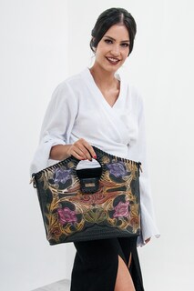 Foto 3 | Bolso Crossbody A Ángelozano Arena color Azul de Piel Grabada
