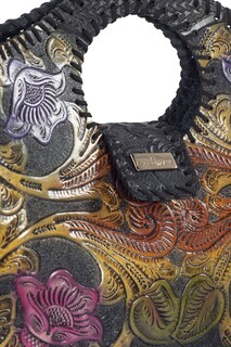 Foto 5 | Bolso Crossbody A Ángelozano Arena color Azul de Piel Grabada