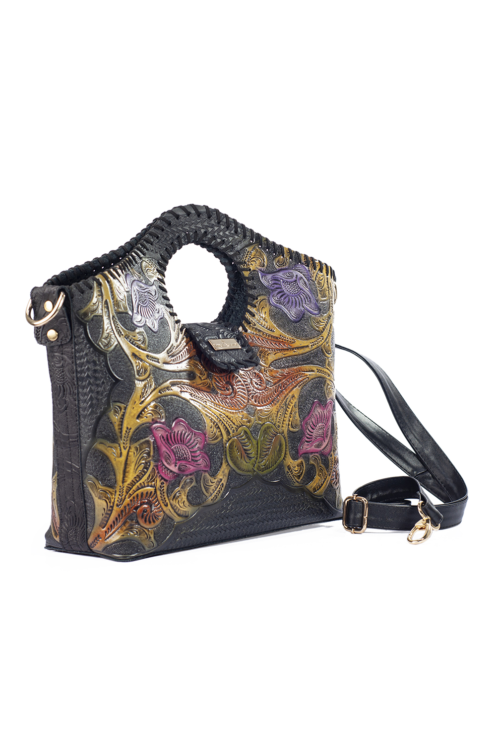 Foto 9 pulgar | Bolso Crossbody A Ángelozano Arena color Azul de Piel Grabada
