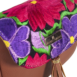 Foto 3 | Bolso Crossbody A Ángelozano Modelo Angy Piel Sintetico Con Telar Artesanal Color Camel