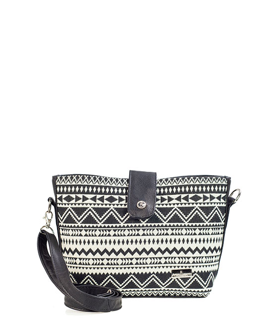 Foto 1 | Bolso Crossbody A Ángelozano Modelo Lorena Piel Sintetico Con Telar Étnico Color Negro