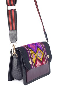 Foto 6 | Bolsa Crossbody A Ángelozano de Piel con Aplicación Charol y Telar Artesanal Geométrico