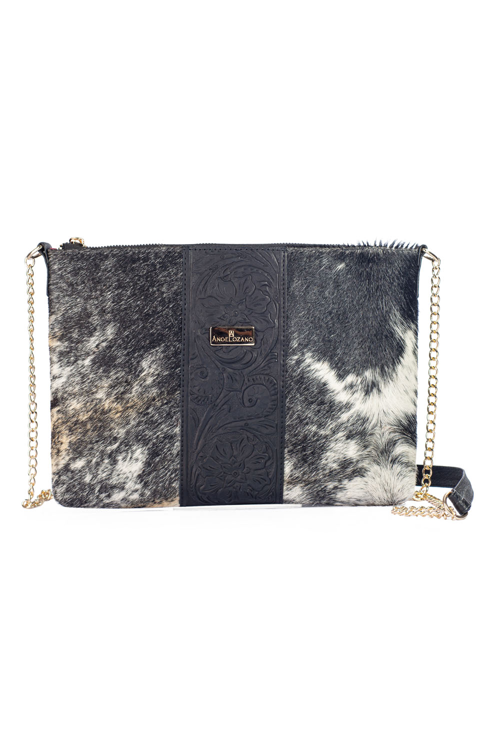 Foto 1 | Bolso Tipo Crossbody Raquel A Ángelozano De Piel Vacuna color Negro