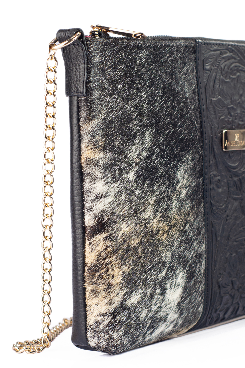 Foto 5 | Bolso Tipo Crossbody Raquel A Ángelozano De Piel Vacuna color Negro
