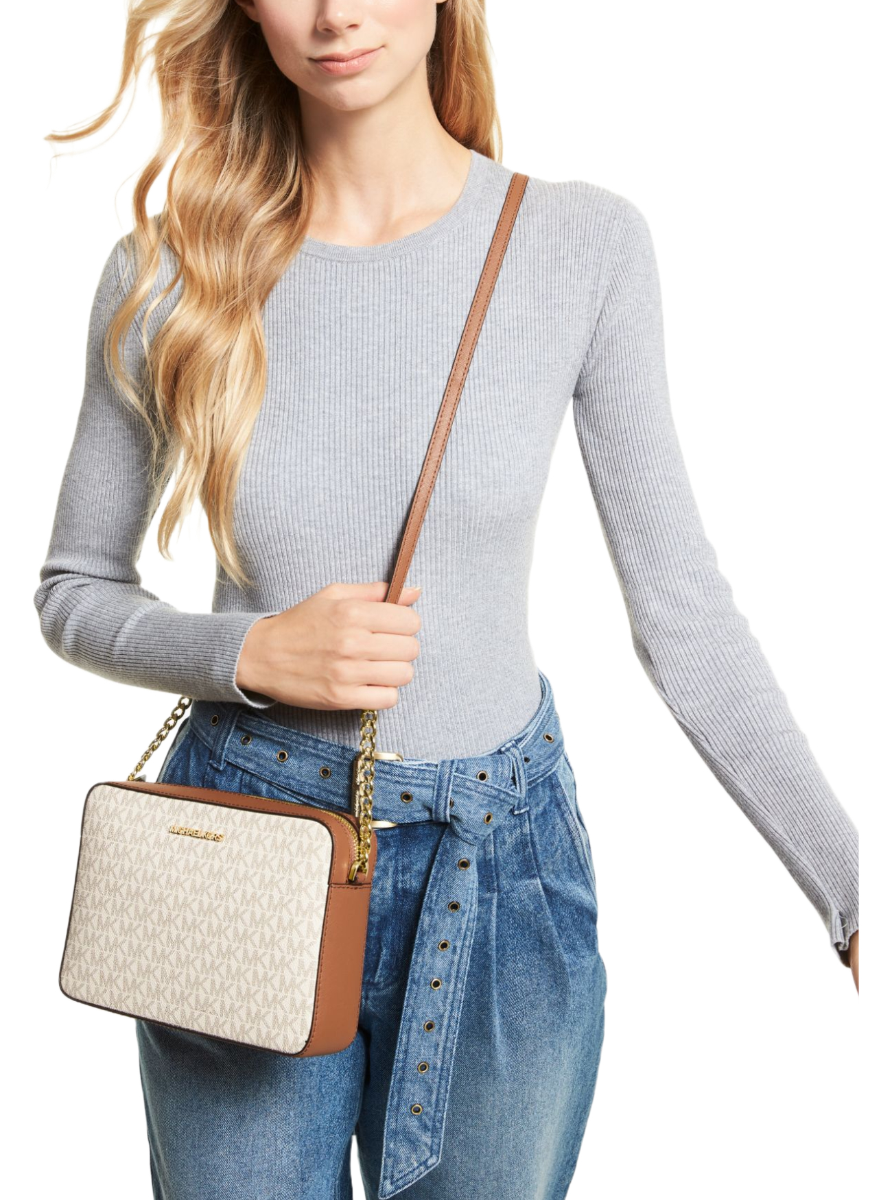 Foto 4 pulgar | Bolsa Michael Kors Jet Set Item Crossbody 35f8gttc3b Beige