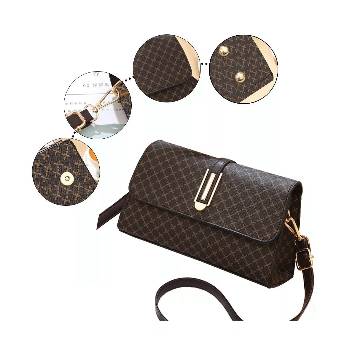 Foto 3 pulgar | Bolso Pequeño Crossbody BELUG color Café para Mujer