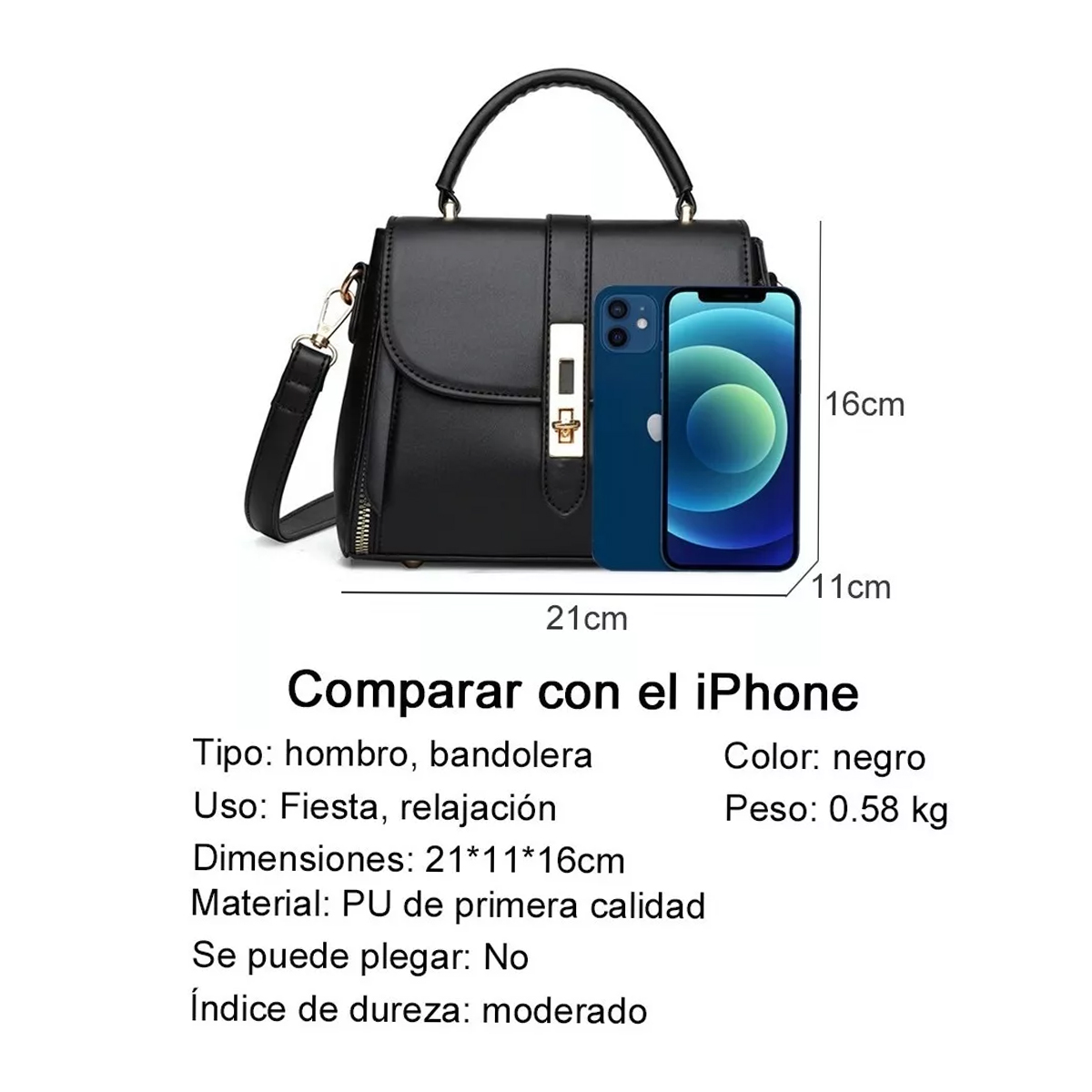 Foto 3 pulgar | Bolsa Genérica color Negro para Mujer