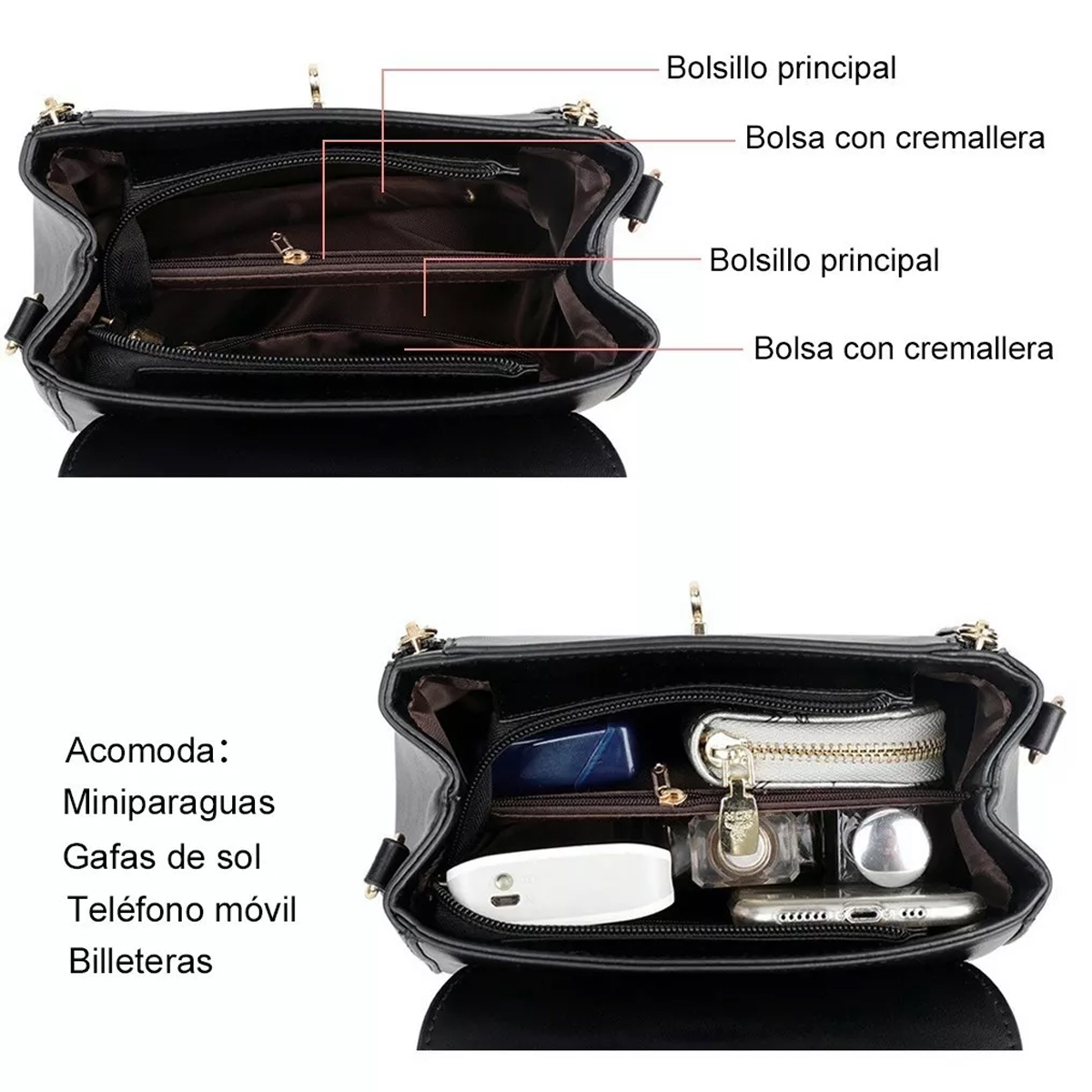 Foto 3 | Bolsa Genérica color Negro para Mujer