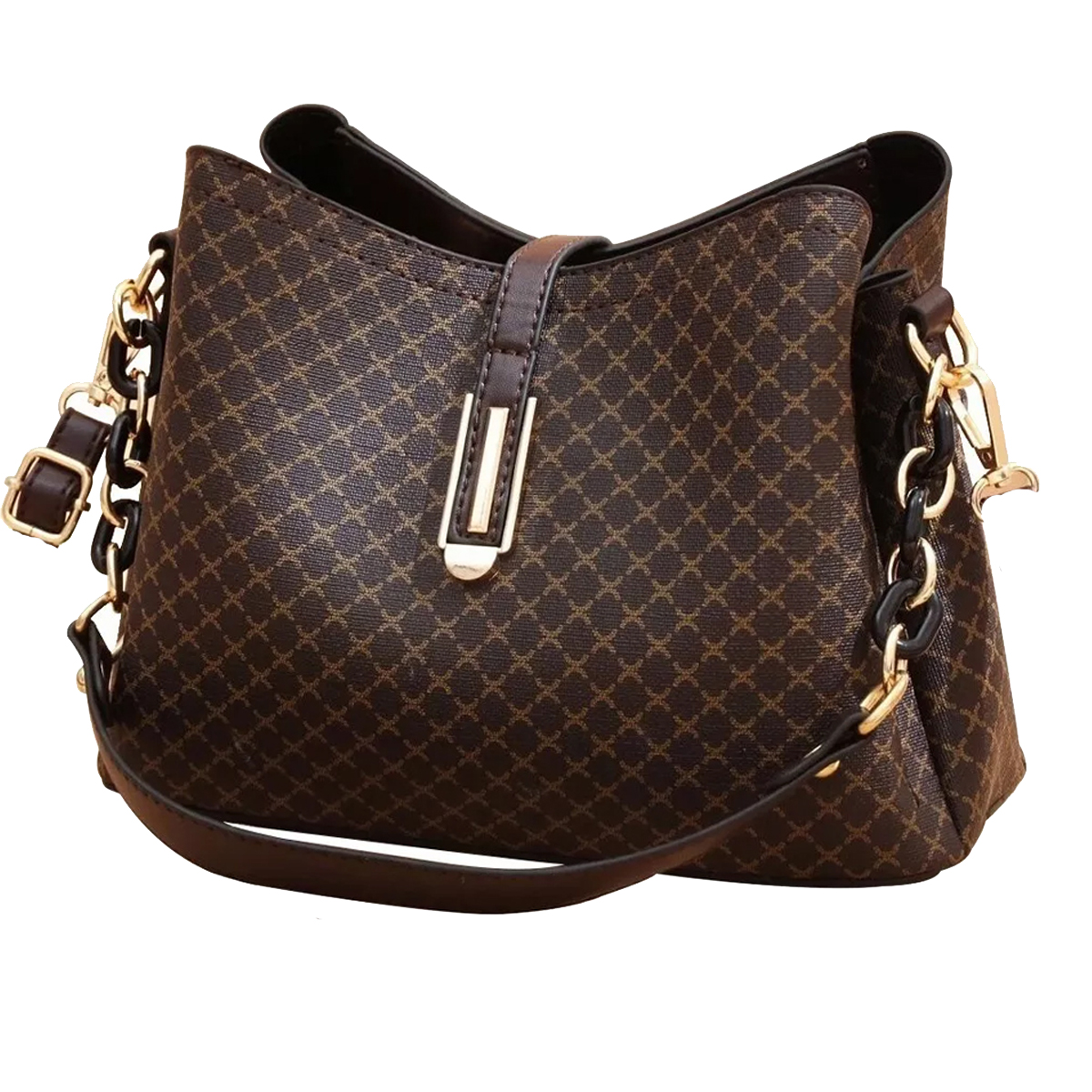 Foto 2 pulgar | Bolso de Cuero Crossbody de Hombro color Marrón para Mujer