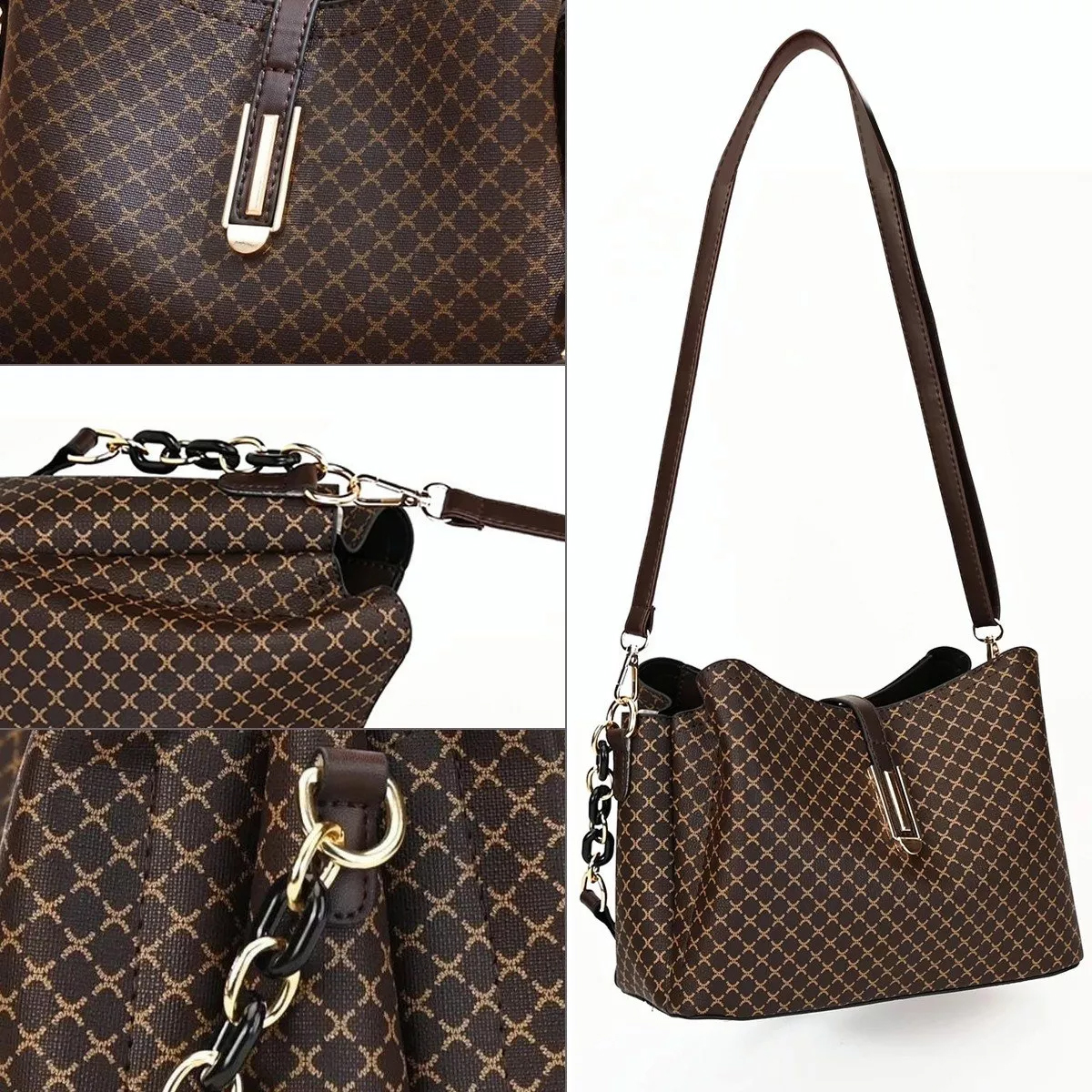 Foto 5 pulgar | Bolso de Cuero Crossbody de Hombro color Marrón para Mujer