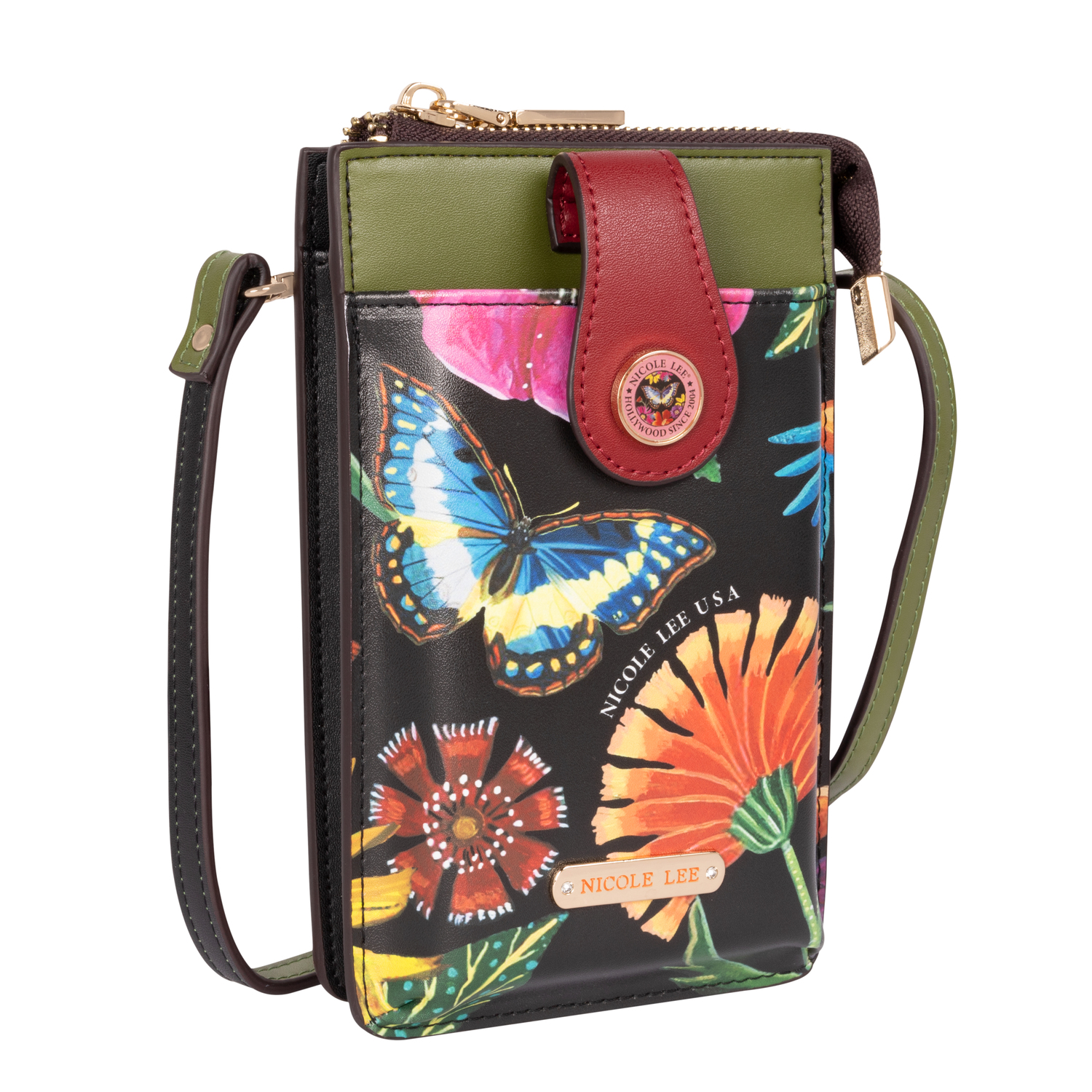 Foto 2 pulgar | Bolsa Portacelular Nicole Lee Kira Multicolor Butter-flower Black