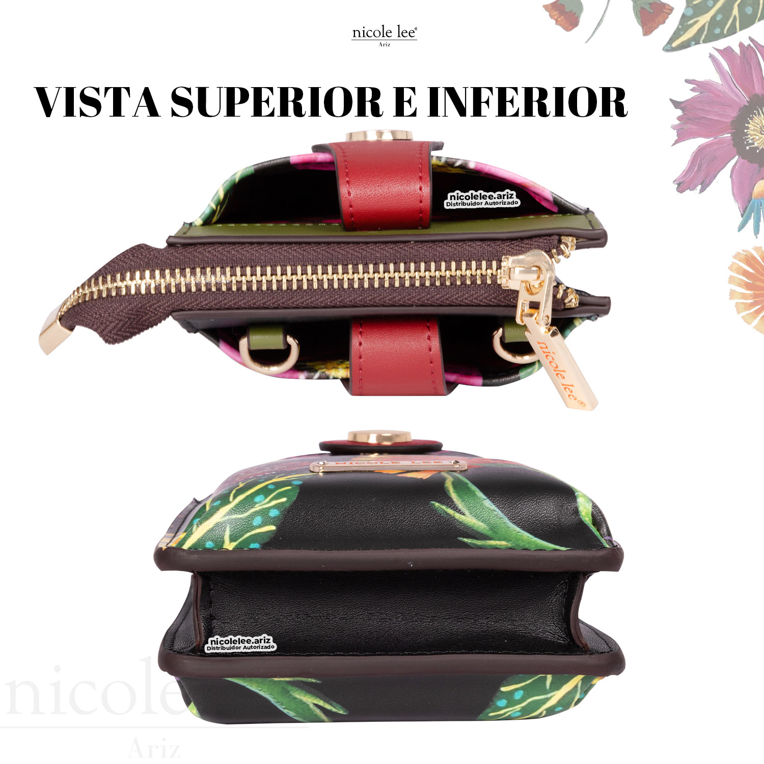 Foto 6 pulgar | Bolsa Portacelular Nicole Lee Kira Multicolor Butter-flower Black