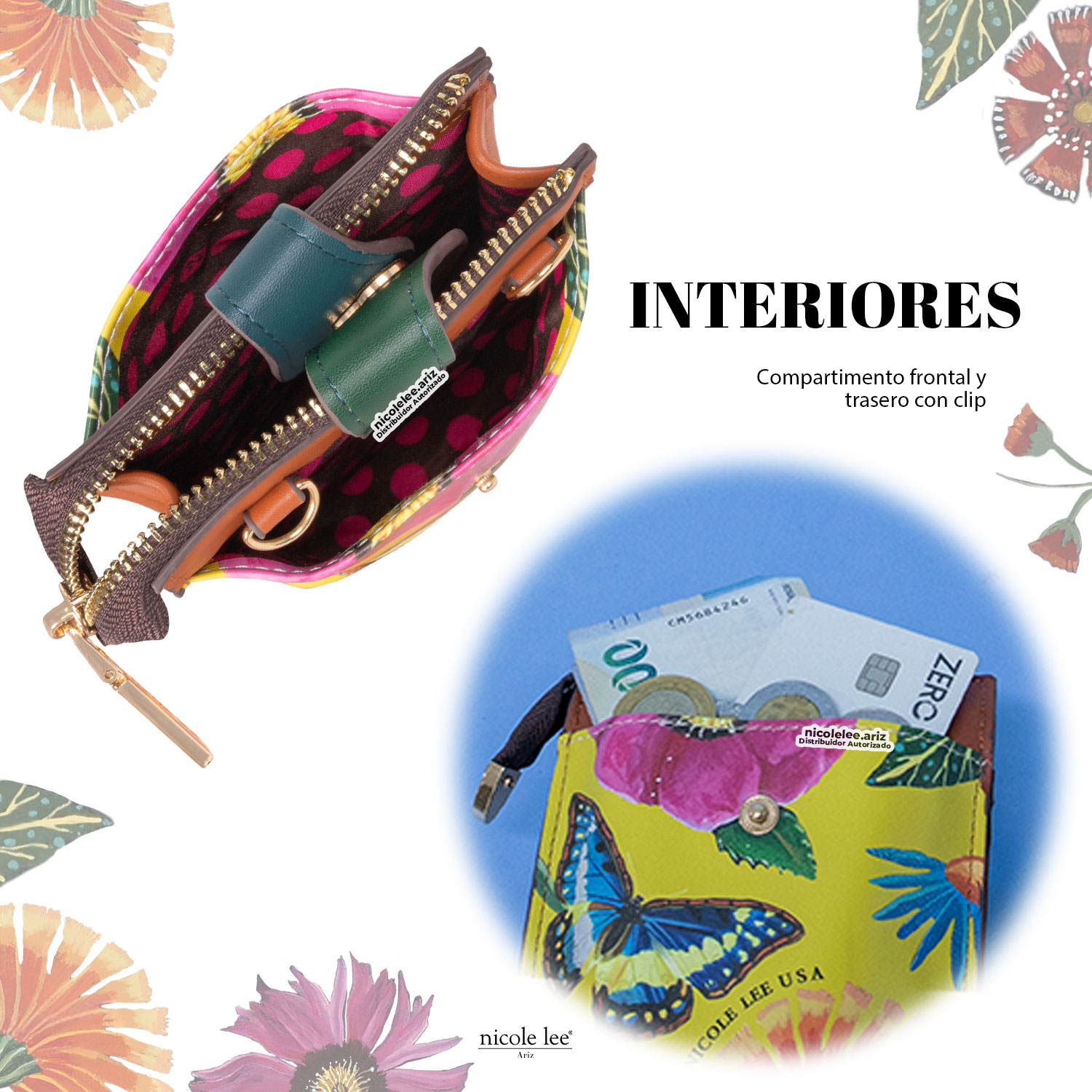 Foto 4 pulgar | Bolsa Portacelular Nicole Lee Kira Multicolor Butter-flower Mustard