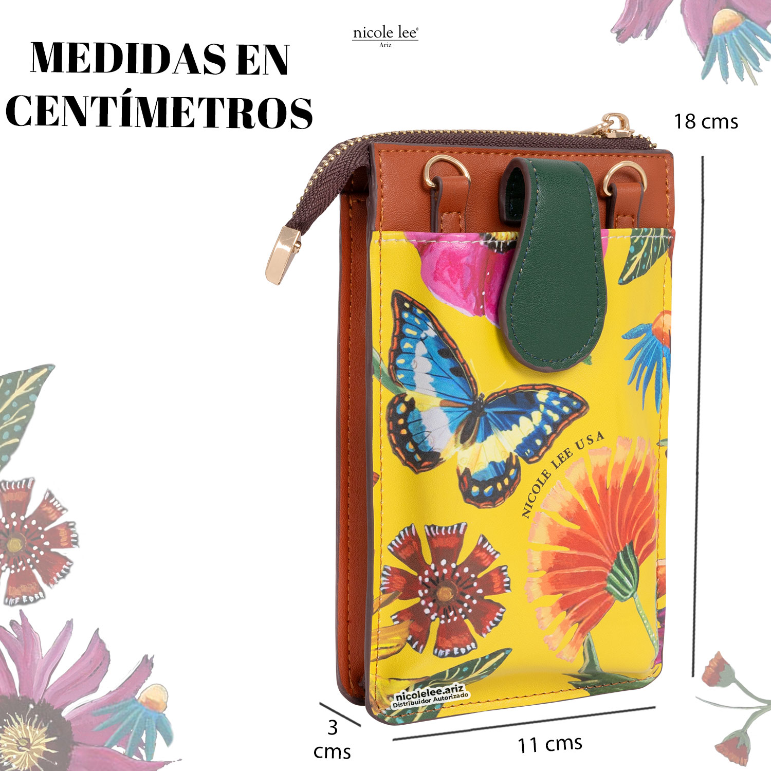 Foto 5 pulgar | Bolsa Portacelular Nicole Lee Kira Multicolor Butter-flower Mustard