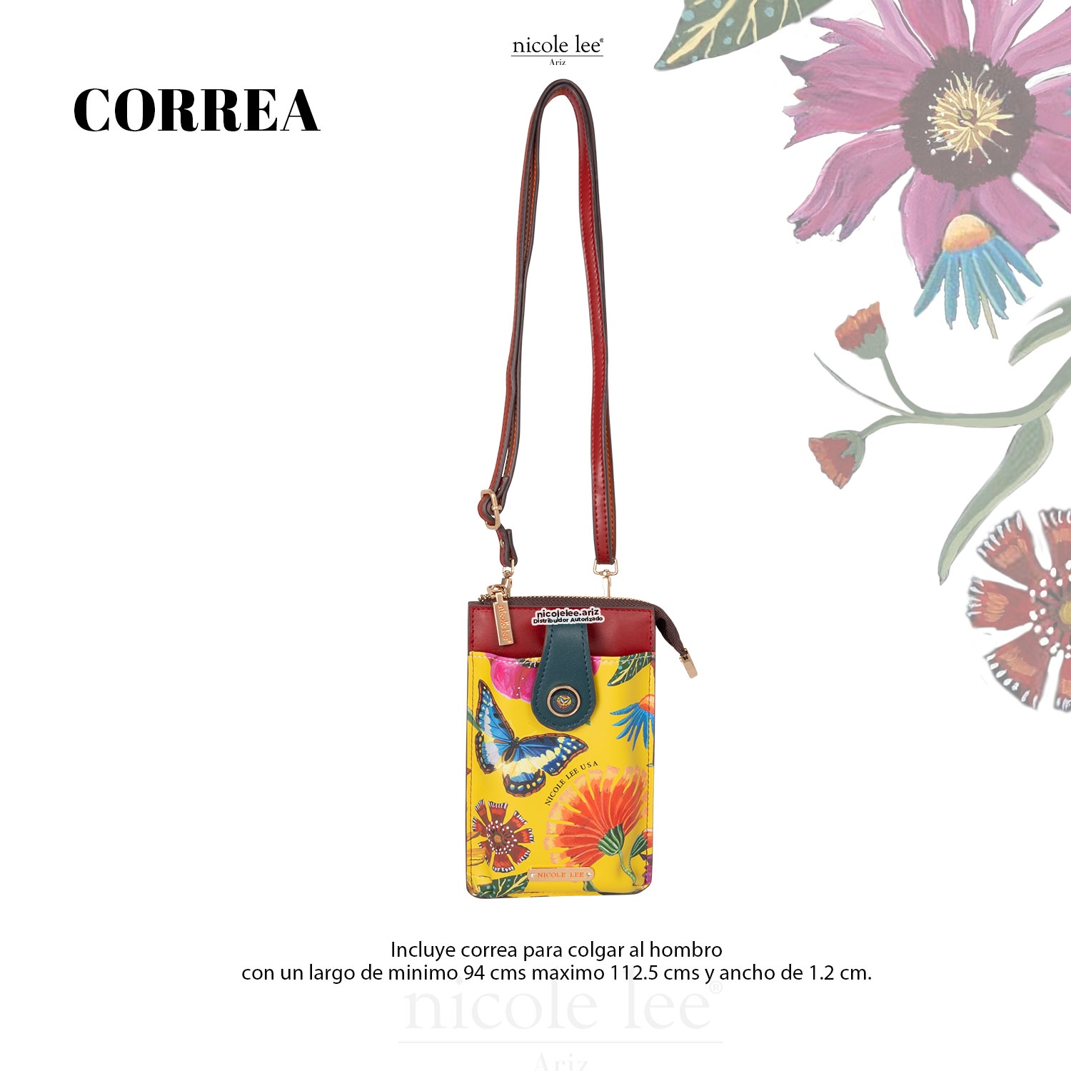 Foto 7 pulgar | Bolsa Portacelular Nicole Lee Kira Multicolor Butter-flower Mustard