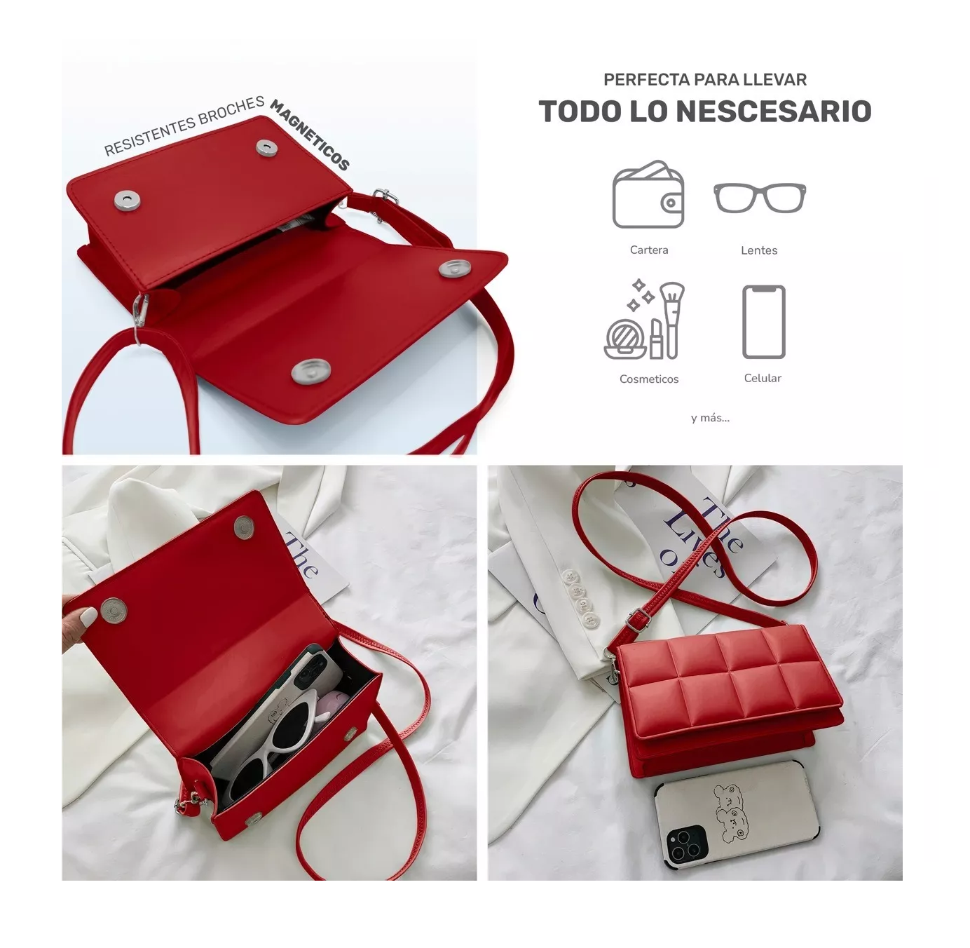 Foto 2 | Bolsa Crossbody Moda Roja para Mujer