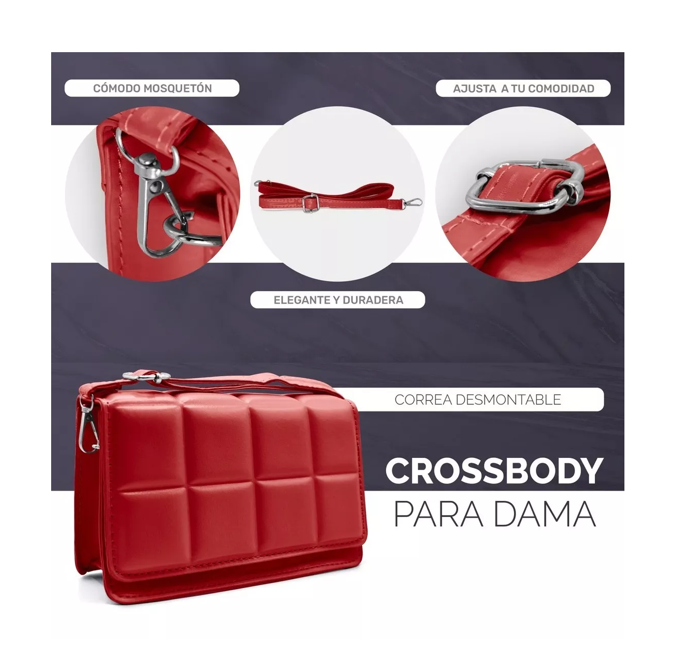 Foto 4 pulgar | Bolsa Crossbody Moda Roja para Mujer