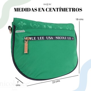Foto 4 | Bolsa Cruzada Nicole Lee Keysha color Verde Nylon con Solapa