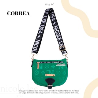 Foto 6 | Bolsa Cruzada Nicole Lee Keysha color Verde Nylon con Solapa