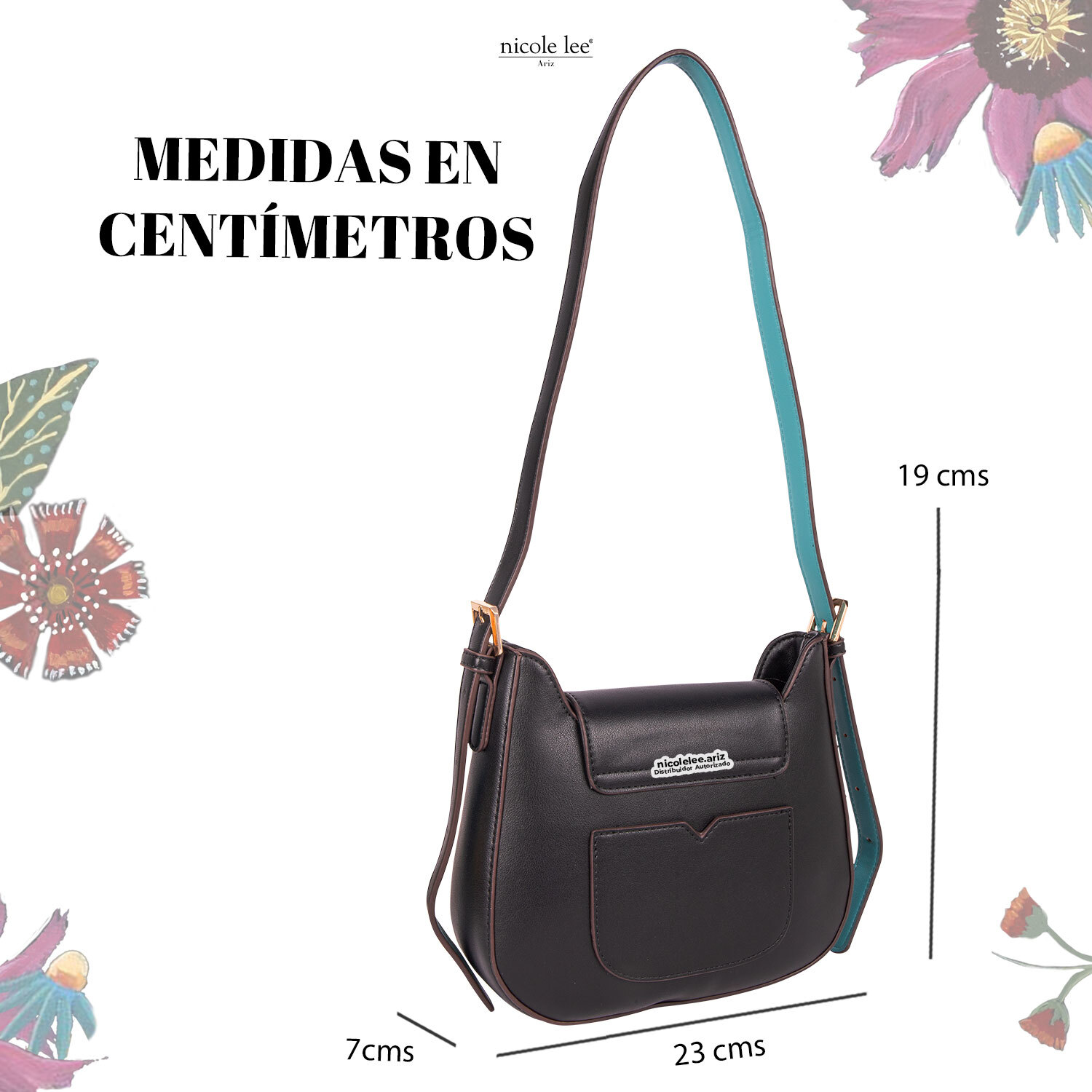 Foto 5 | Mini Bolsa Shoulder Marca Nicole Lee Butter Flower Black