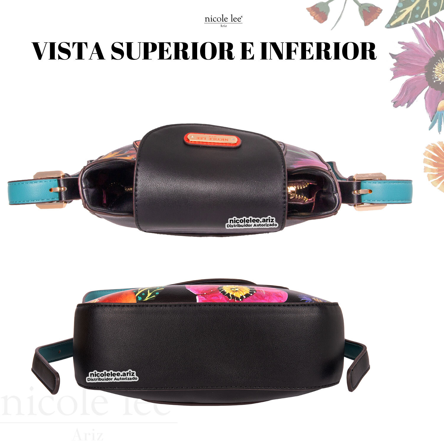 Foto 7 pulgar | Mini Bolsa Shoulder Marca Nicole Lee Butter Flower Black