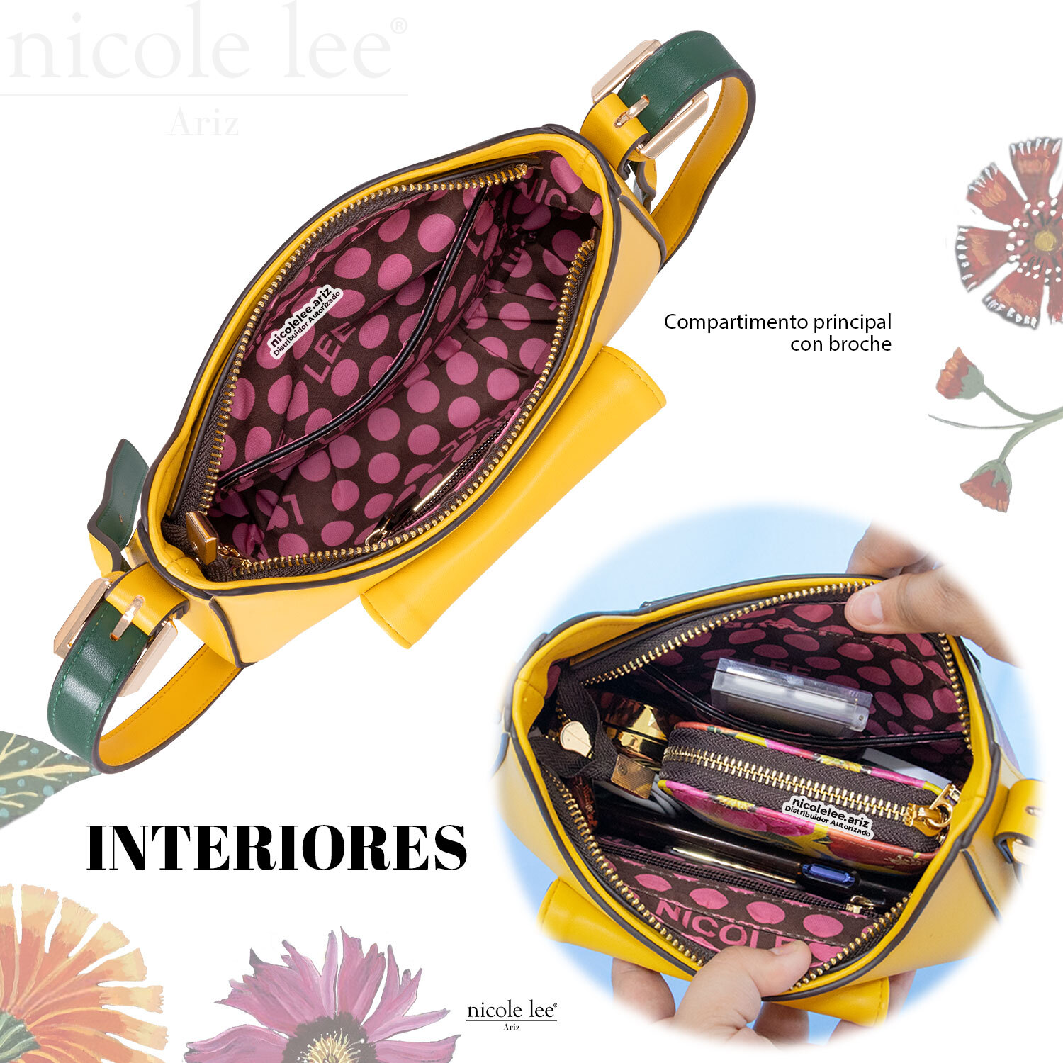 Foto 5 pulgar | Mini Bolsa Shoulder Marca Nicole Lee Butter Flower Mustard