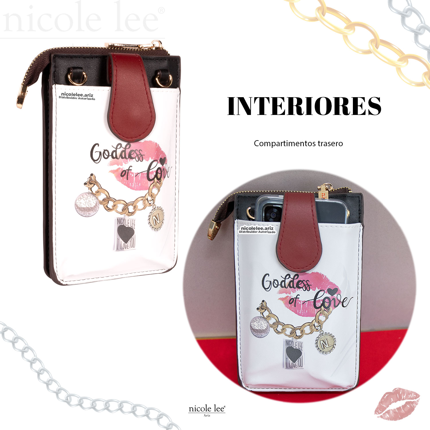 Foto 4 pulgar | Bolsa Portacelular Nicole Lee Kira Multicolor Goddess Of Love