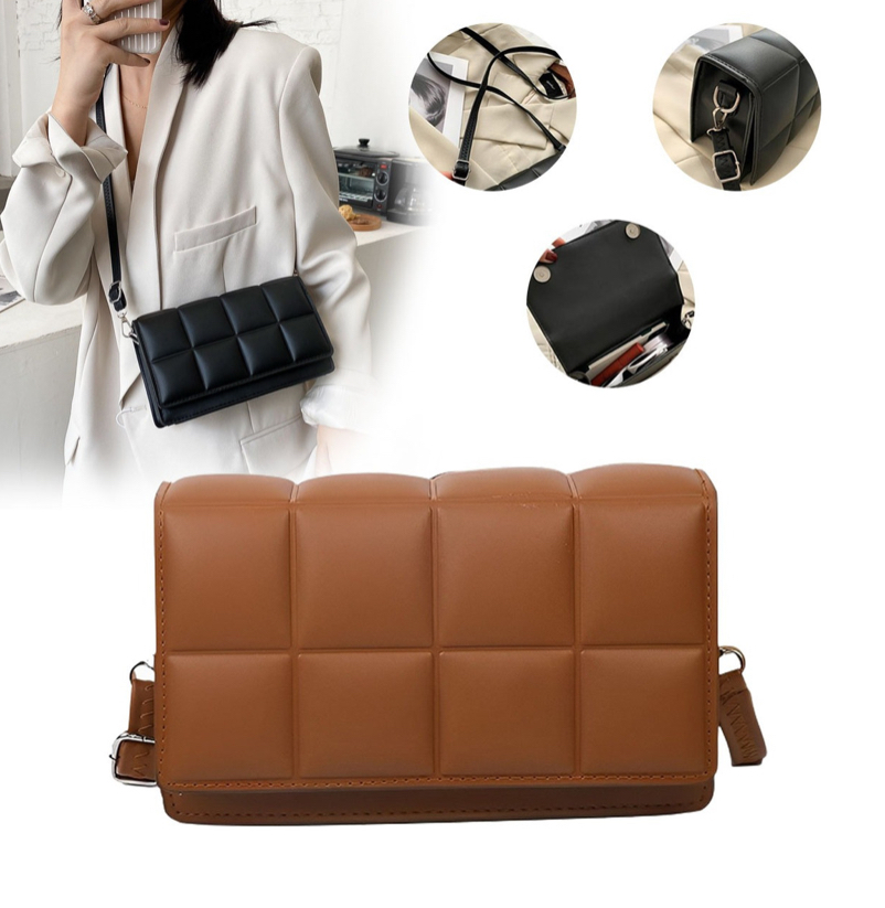 Foto 2 | Bolsa Crossbody Funbu a Cuadros Marrón