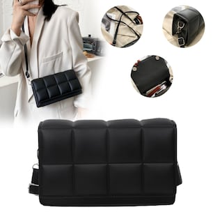 Foto 2 | Bolsa Crossbody Funbu a Cuadros Negra