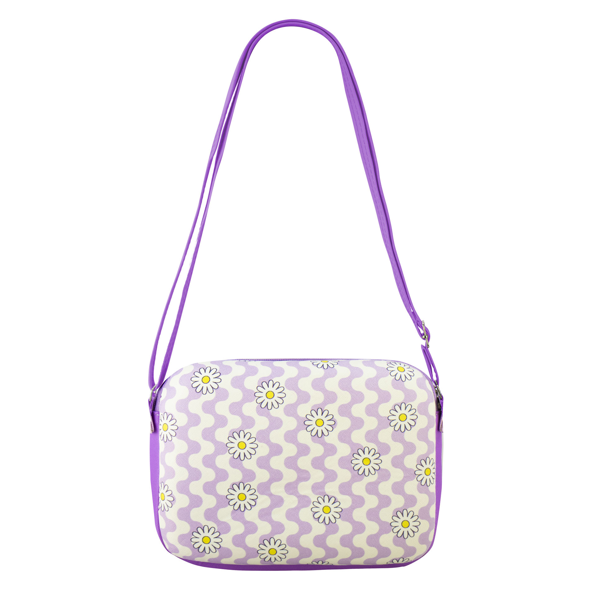 Mariconera Para Dama Lila Flor Retro Sintetico Wanda Nueva Imagen