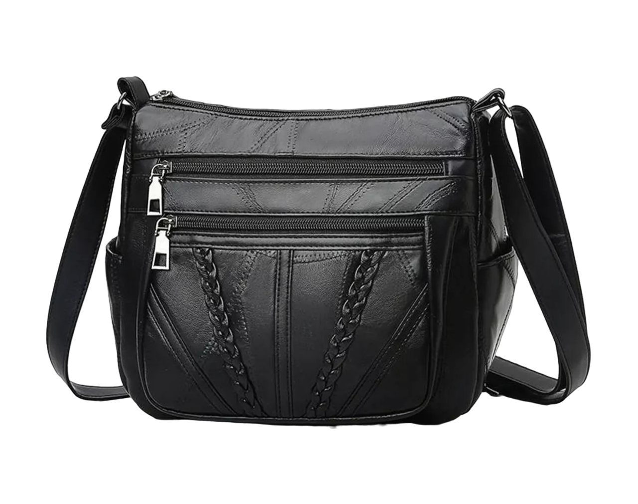 Bolsa Dama Suave Cuero Gran Capacidad Impermeable P/ Viaje Negro