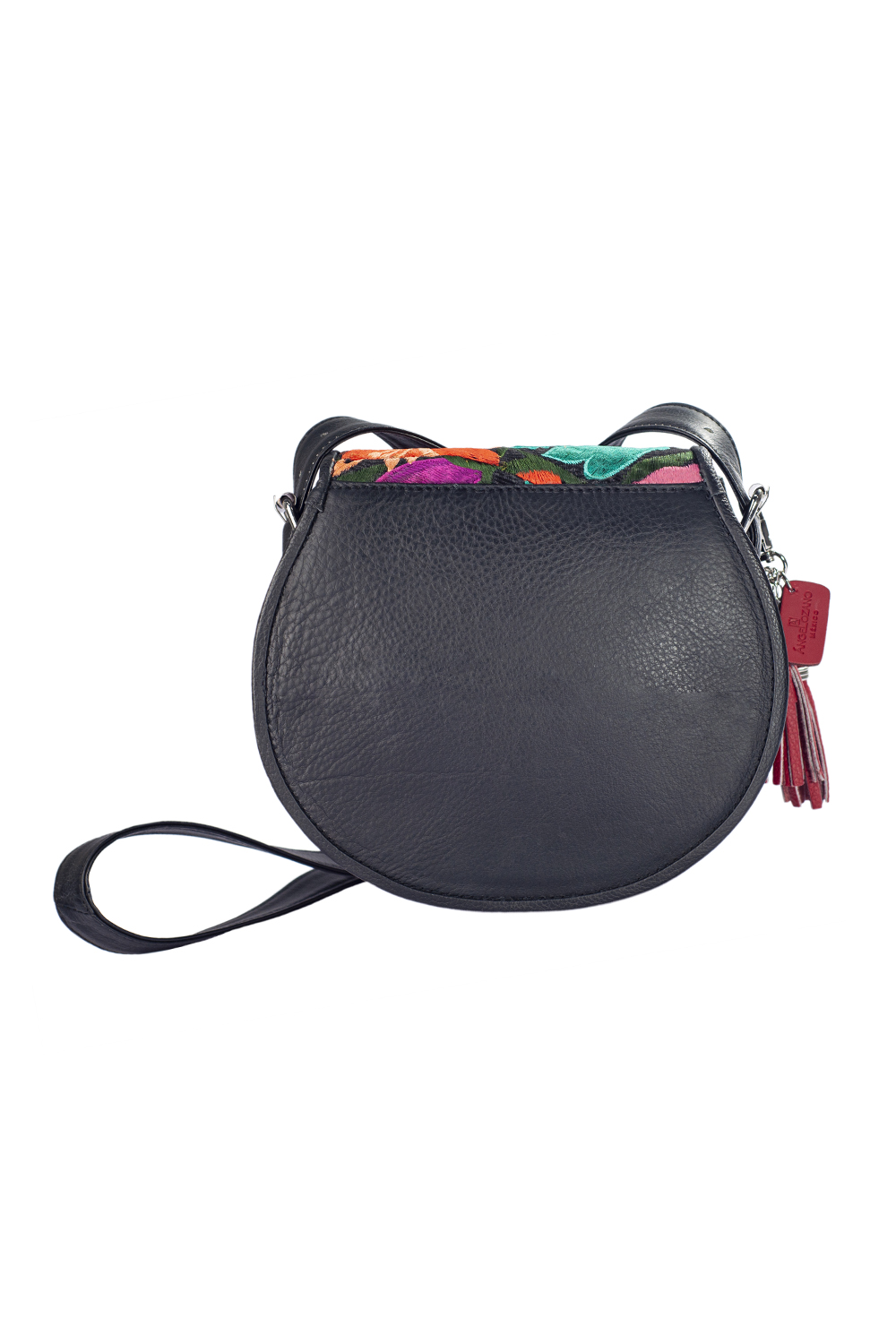 Foto 3 pulgar | Bolso para Mujer A Ángelozano Piel con Telar Artesanal En La Solapa color Negro