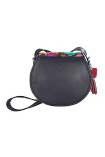 Foto 2 | Bolso para Mujer A Ángelozano Piel con Telar Artesanal En La Solapa color Negro