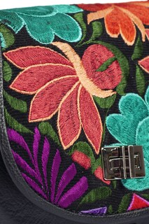 Foto 5 | Bolso para Mujer A Ángelozano Piel con Telar Artesanal En La Solapa color Negro