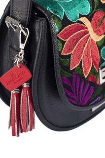 Foto 6 | Bolso para Mujer A Ángelozano Piel con Telar Artesanal En La Solapa color Negro
