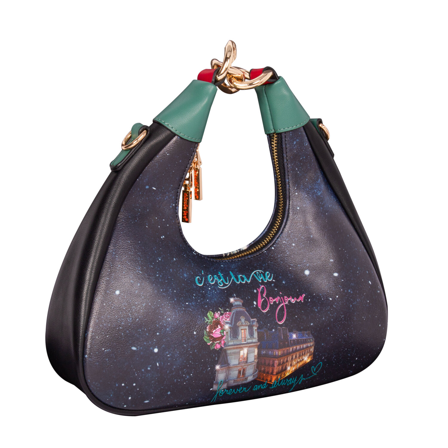 Foto 5 pulgar | Bolsa Cruzada Nicole Lee con Cadena Tonight For You Negra