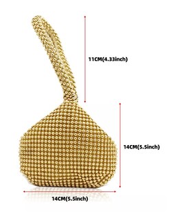Foto 2 | Bolso de Mano Noche Triángulo con Cristales color Dorado para Mujer