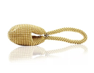 Foto 3 | Bolso de Mano Noche Triángulo con Cristales color Dorado para Mujer