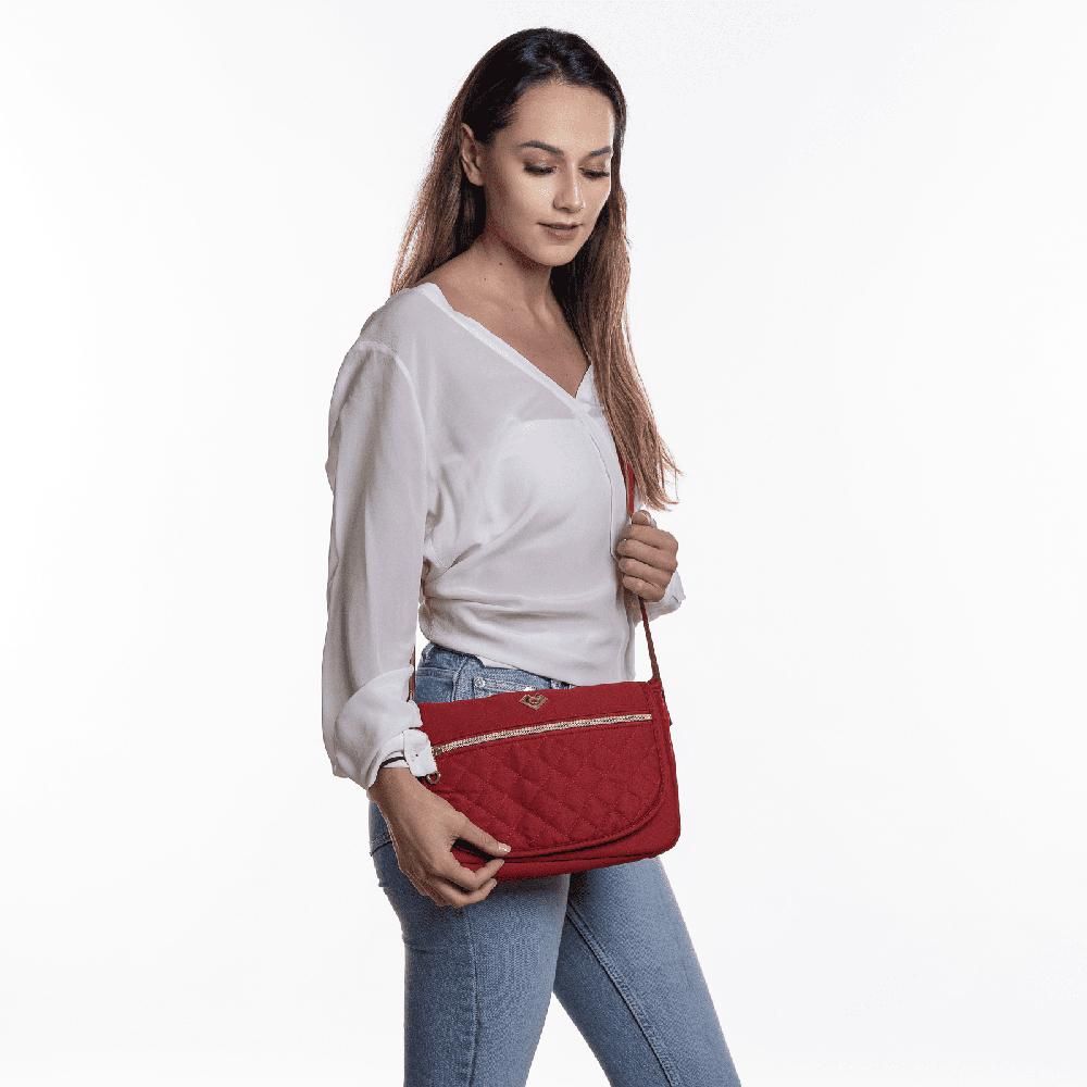 Foto 5 pulgar | Bolsa Crossbody Bandolera Tipo Mensajero Luckyly Modelo Arya Rojo