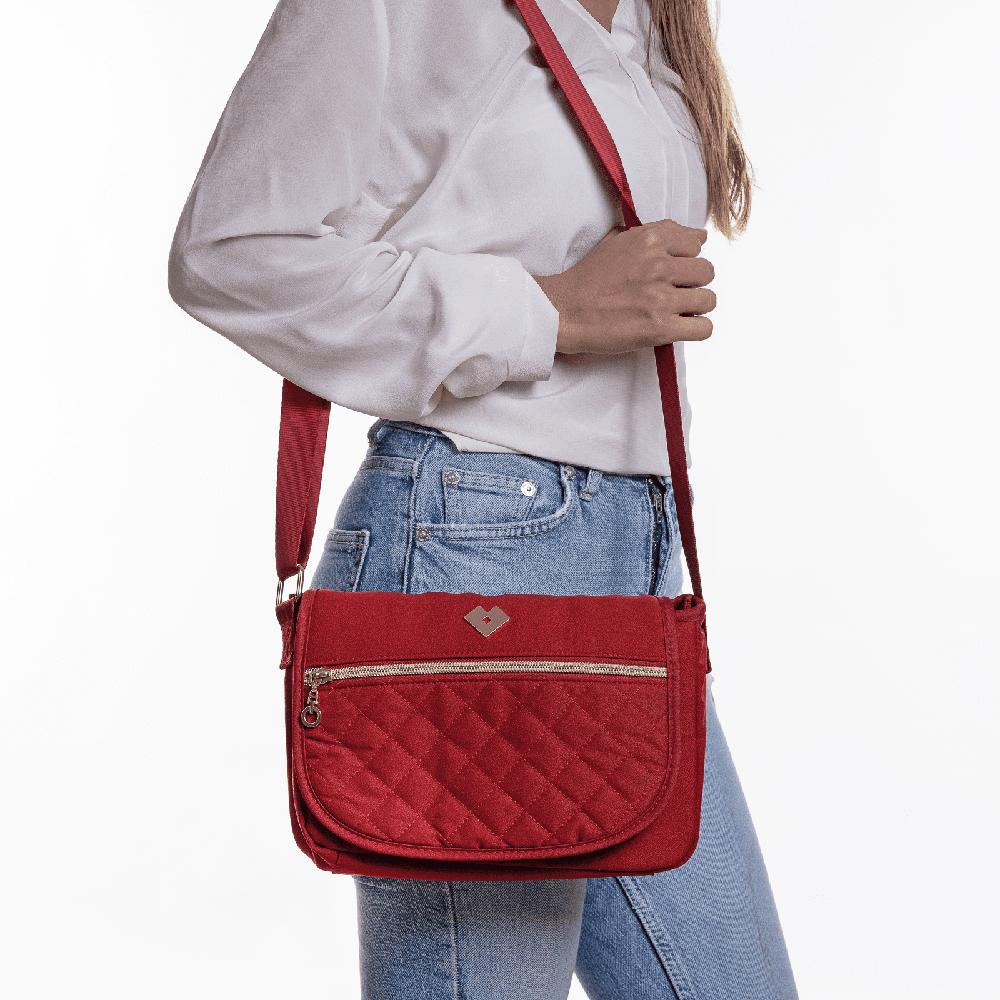 Foto 6 pulgar | Bolsa Crossbody Bandolera Tipo Mensajero Luckyly Modelo Arya Rojo