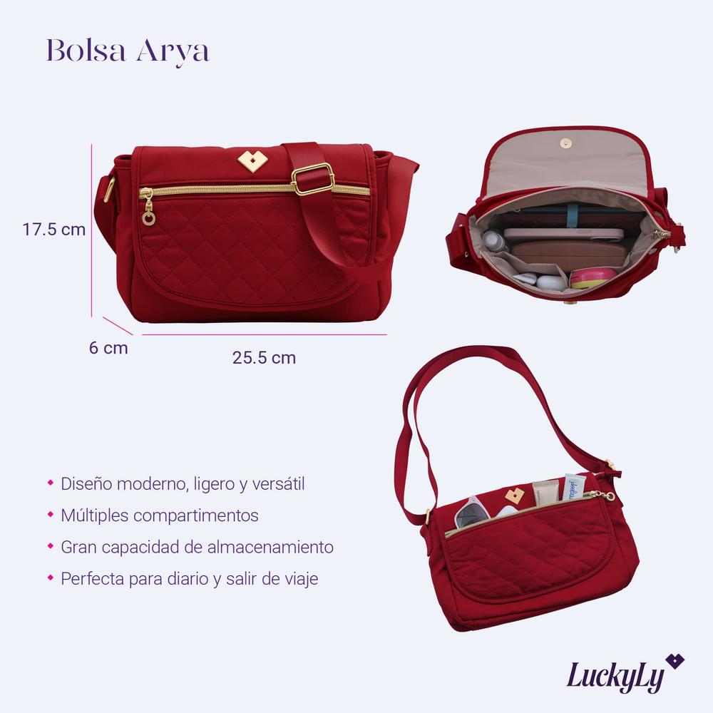 Foto 7 pulgar | Bolsa Crossbody Bandolera Tipo Mensajero Luckyly Modelo Arya Rojo