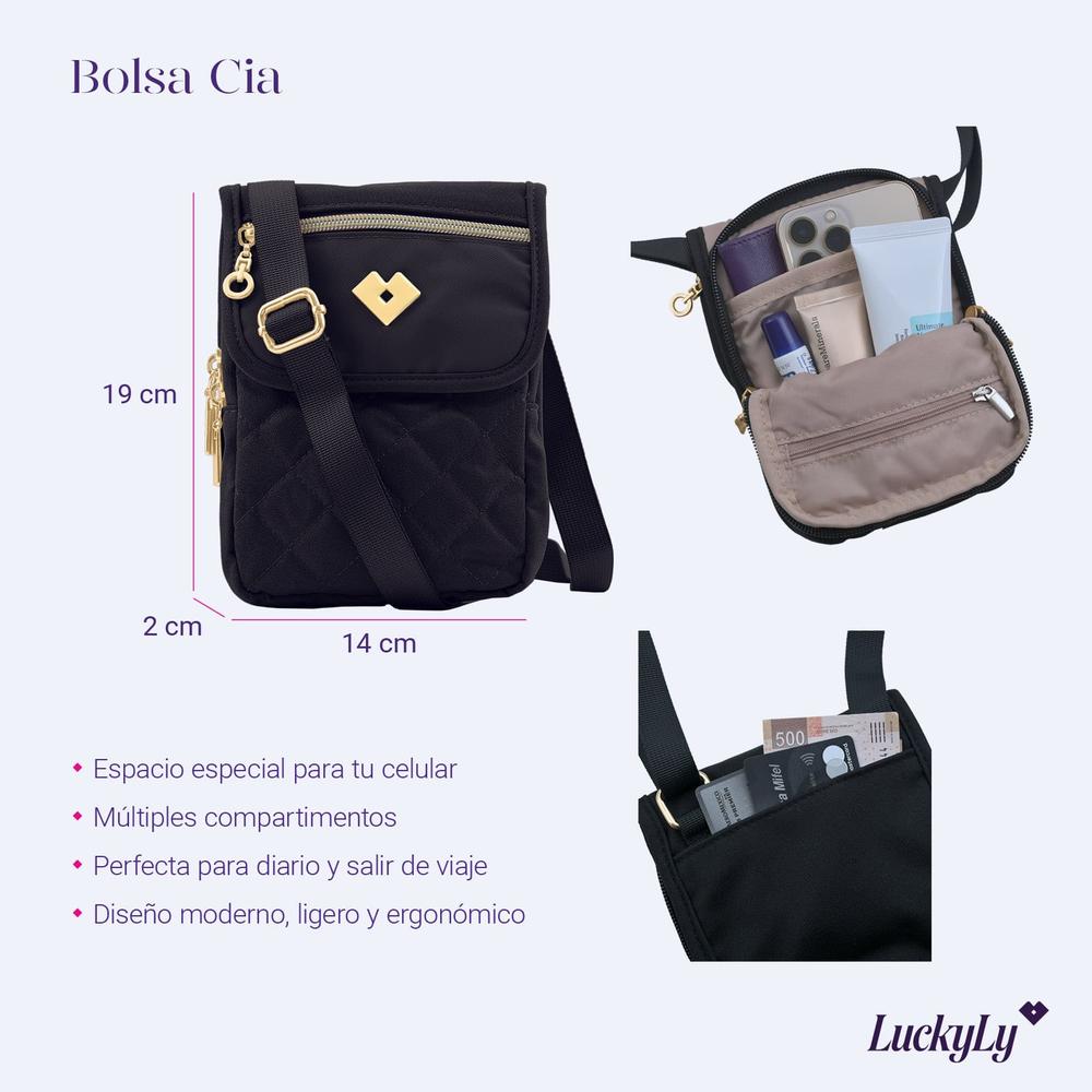 Foto 7 pulgar | Bolsa Crossbody para Celular LuckyLy Cia Negra